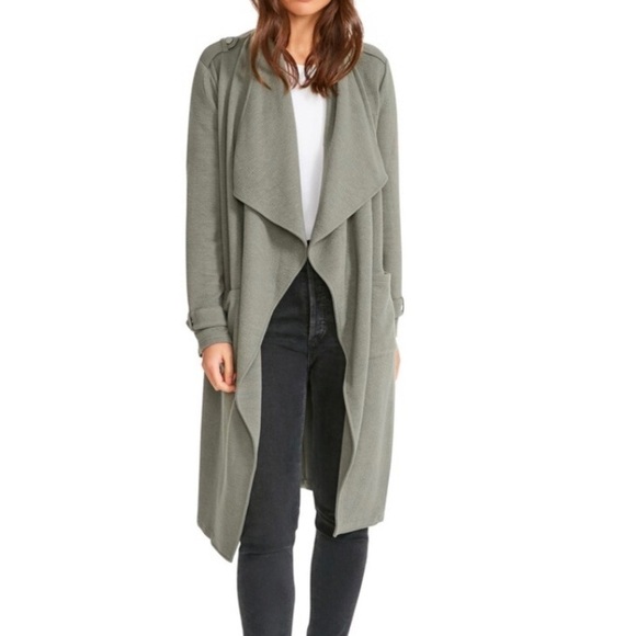 Nwt BB DAKOTA X STEVE MADDEN BB Dakota Trench Revolution Waterfall Lapel Knit Co - Picture 1 of 15